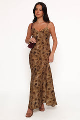 Fia Midi Dress - Tan Floral