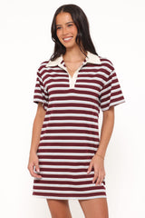 Gordie Mini Dress - Burgundy Stripe