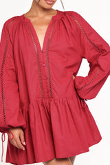 Hart Long Sleeve Mini Dress - Wine