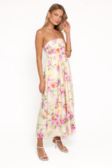 Kayt Strapless Dress - Yellow Petunia