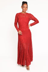 Keani Long Sleeve Maxi Dress - Red