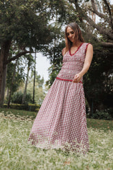 Leabrook Maxi Dress - Burgundy Gingham