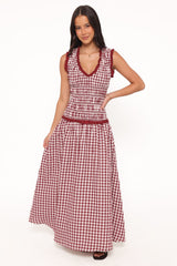Leabrook Maxi Dress - Burgundy Gingham