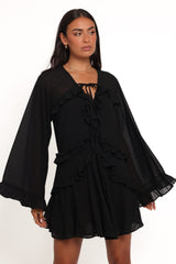 Magnolia Long Sleeve Mini Dress - Black