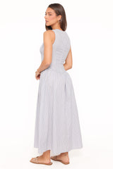 Tony Maxi Dress - Brown/Blue Stripe