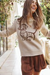 Amber Dachshund Sweater - Beige