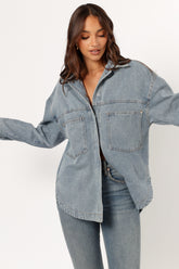 Cassie Oversized Denim Shacket - Blue