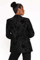 Ollie Burnout Blazer - Black Velvet
