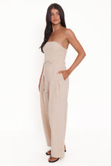 Calliope Tie Waist Jumpsuit - Wheat