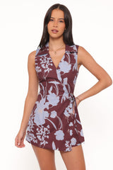Mattie Cross Front Romper - Burgundy Floral