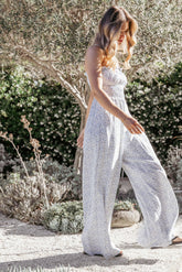 Yulissa Strapless Jumpsuit - Blue Floral