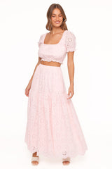 Angelina Skirt Set - Pink Broiderie