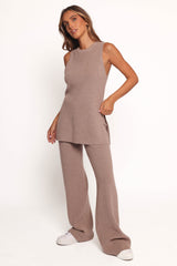Ellory Knitted Pant Set - Taupe Marle