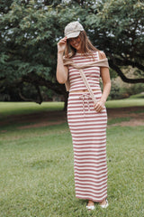 Kelly Maxi Skirt Set - Burgundy/Pink Stripe