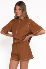 Melody Knit Short Set - Chocolate
