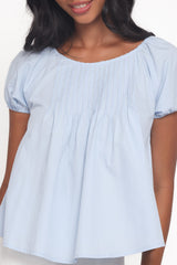 Abbot Pleated Top - Blue