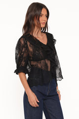 Adhanna Lace Top - Black