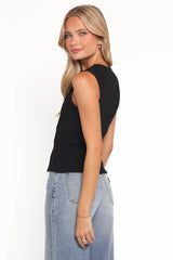 Agatha Asymmetrical Knit Top - Black