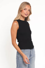 Agatha Asymmetrical Knit Top - Black