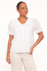 Aisling Pleat Top - White