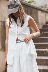 Deirdre Scallop Button Up Shirt - White