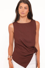 Heloise Side Tie Top - Dark Brown
