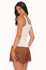 Johnson Scalloped Trim Tank - Cream Brown