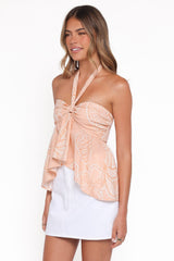Klara Halter Top - Peach Floral