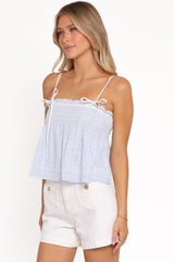 Mireille Baby Doll Top - Blue Gingham