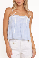 Mireille Baby Doll Top - Blue Gingham