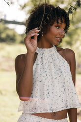 Willa Halterneck Top - Blue Floral