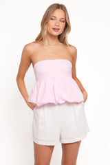 Yvanna Bubble Hem Top - Pink