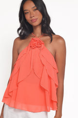 Zorina Halter Neck Chiffon Top - Sherbert
