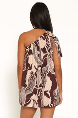 Miffy One Shoulder Romper - Brown Floral
