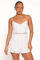 Presley Romper - White Broderie