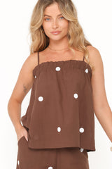 Aerin Pant Set - Chocolate Polka Dot
