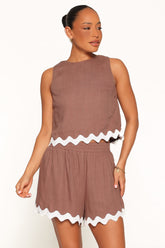 Gale Short Set - Brown Cream