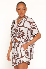 Helga Short Set - Brown White