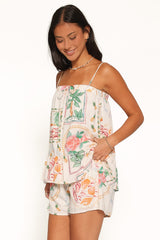 Narella Short Set - Cream Palm Print