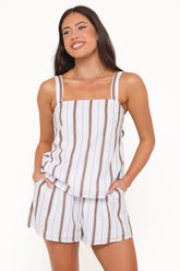 Sallie Short Set - Chocolate Blue Stripe