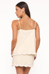 Venate Scallop Skirt Set - Yellow