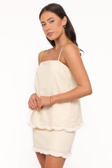 Venate Scallop Skirt Set - Yellow