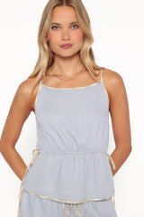 Bettie Top - Light Blue Linen