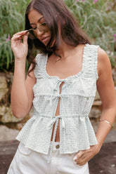 Harper Top - Sage Gingham