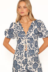 Jensen Scallop Hem Top - Blue Floral