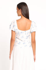 Laeriel Flutter Sleeve Top - Cream Floral