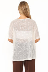 Nadine Sheer Tee Top - Cream