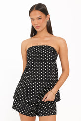 Rosemarie Strapless Top - Black Dot