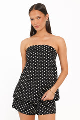 Rosemarie Strapless Top - Black Dot