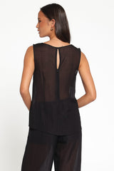 Vayla Sheer Panel Top - Black